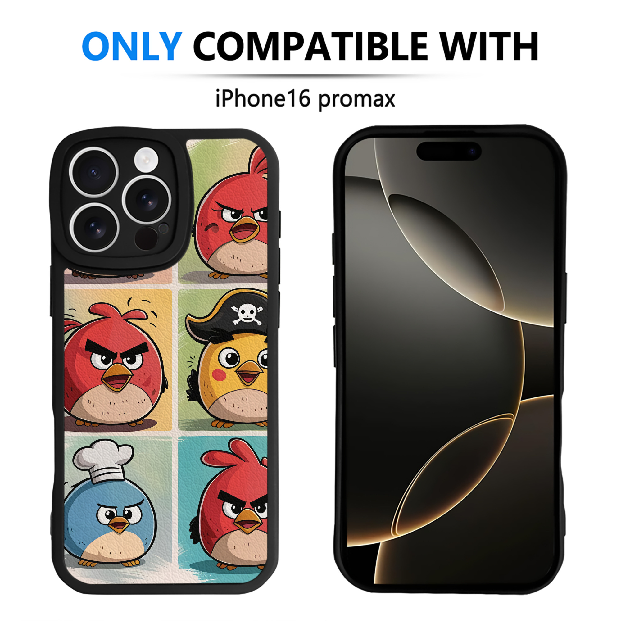 （画像用） Angry Birds アングリーバード 【iPhone 16シリーズ対応】シリコンスマホケース（レザー調） 材質：シリコン